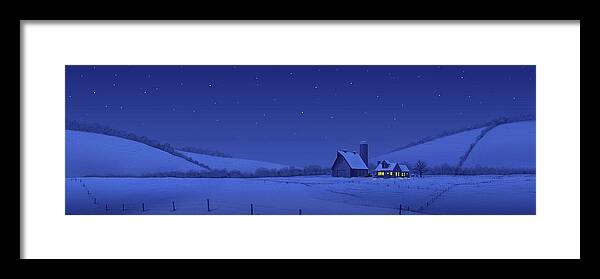 Night Scene Framed Print featuring the digital art Evening Shade by Scott Ross