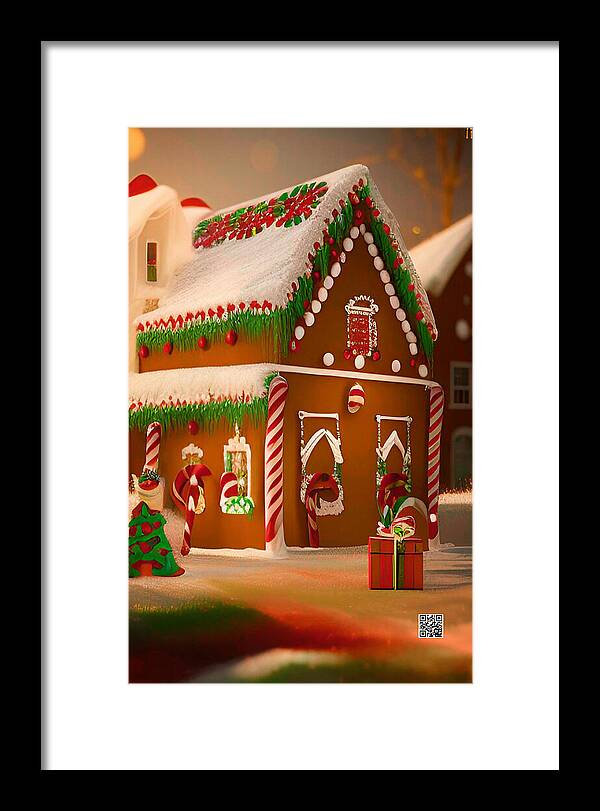 Gingerbread House Framed Print featuring the digital art Edible Joy by Rafael Salazar