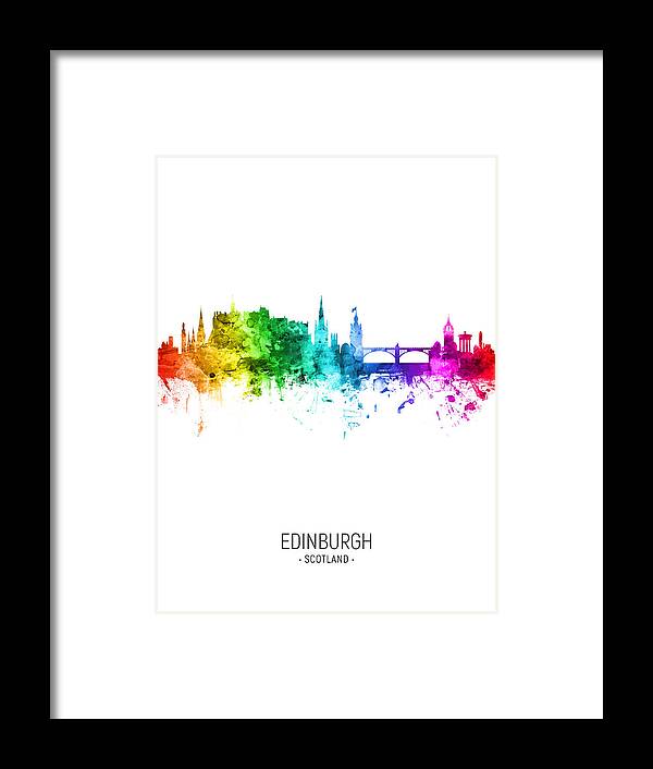 Edinburgh Framed Print featuring the digital art Edinburgh Scotland Skyline #47 by Michael Tompsett