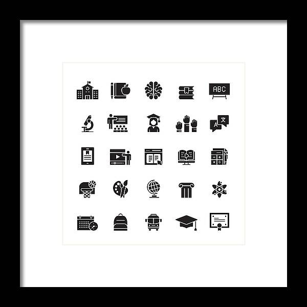 Expertise Framed Print featuring the drawing Education and School Related Vector Icons by Cnythzl