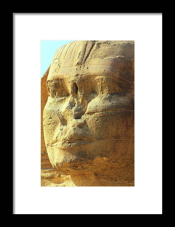 Sphinx Framed Print featuring the photograph Egypt Sphinx Face by Mikhail Kokhanchikov