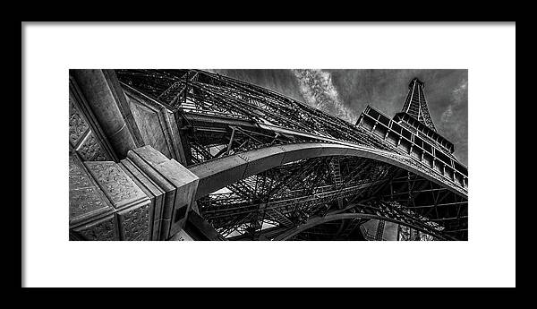 Black And White Framed Print featuring the photograph Eiffel Tower Panorama by Serge Ramelli