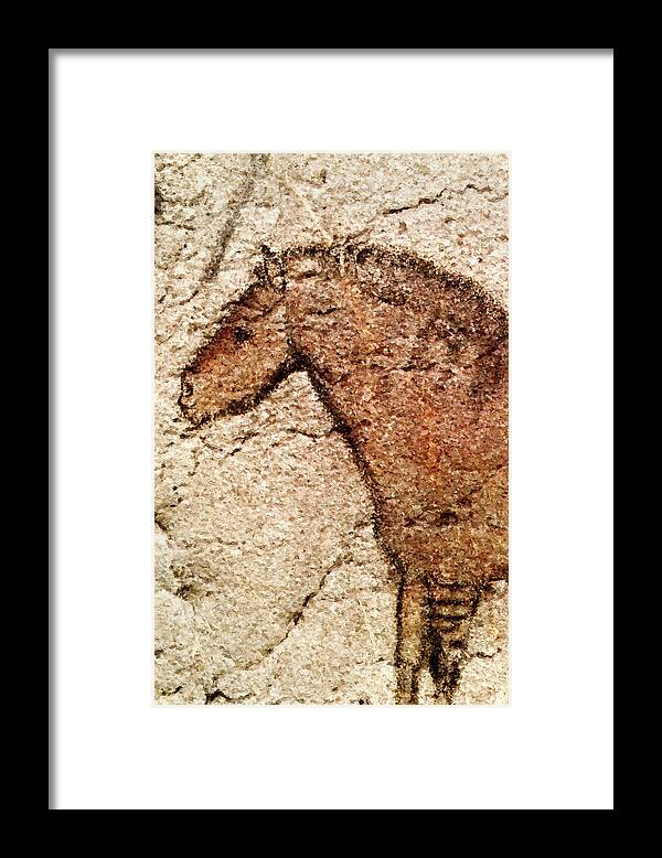Ekain Horse Framed Print featuring the digital art Ekain Cave Horse Detail by Weston Westmoreland