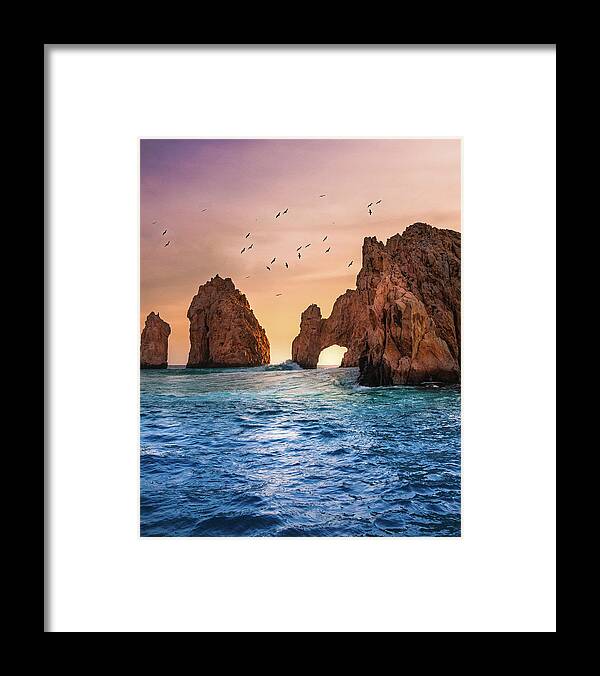 Cabo Framed Print featuring the photograph El Arco at Sunset by Sebastian Musial