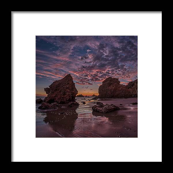 Landscape Framed Print featuring the photograph El Matador Sunset by Romeo Victor