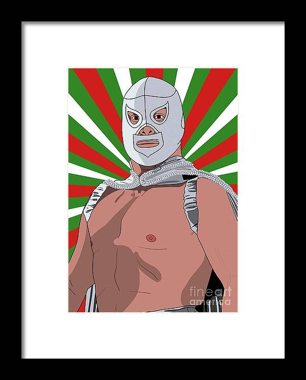 El Santo Framed Print featuring the digital art El Santo el luchador mexicano by Marisol VB