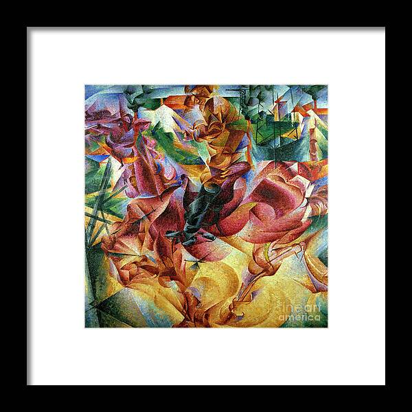 Elasticity Framed Print featuring the painting Elasticity by Umberto Boccioni