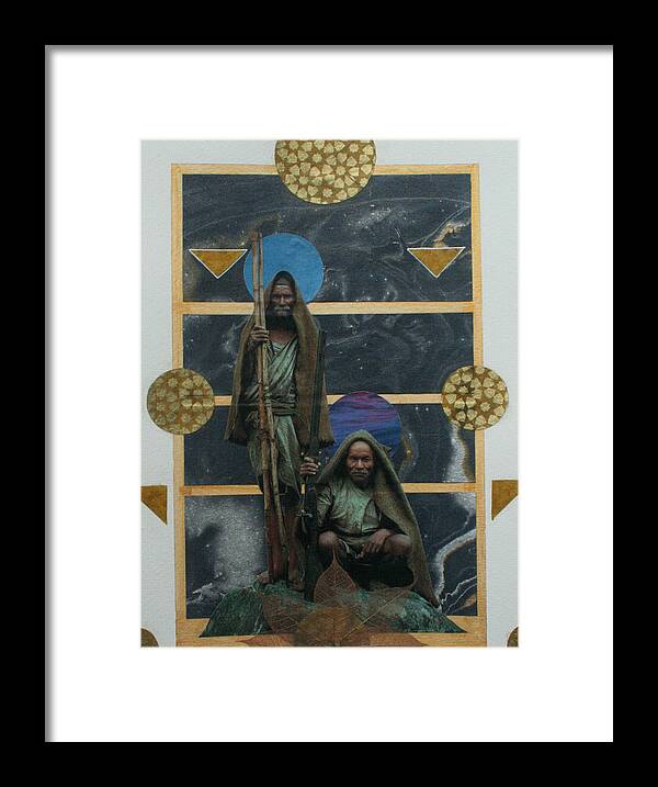 Collage Framed Print featuring the mixed media Elder Galaxy Watchers by Edmund Royster