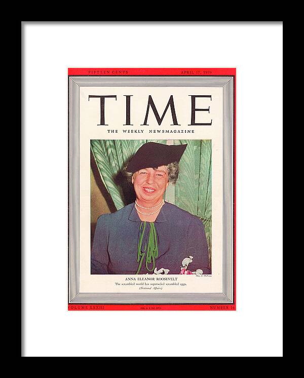 Nation Framed Print featuring the photograph Eleanor Roosevelt - 1939 by Thomas D Mcavoy