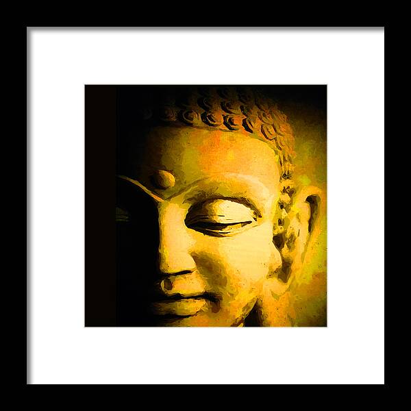 Buddhism Framed Print featuring the mixed media Electric Buddha by Kandy Hurley