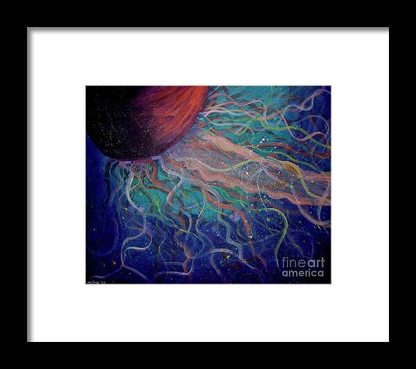 Jellyfish Wall Art Framed Print featuring the painting Electric Jellyfish 1 by Mike Mooney