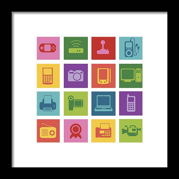 Information Medium Framed Print featuring the drawing Electronics pop by Kathykonkle