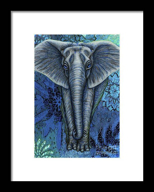 Elephant Framed Print featuring the painting Elephant Abstract Botanical by Amy E Fraser