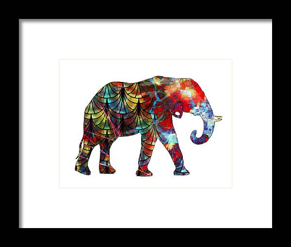 Elephant Framed Print featuring the digital art Elephant Silhouette 2 by Eileen Backman