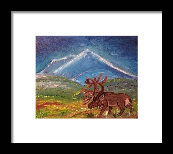 Elk Framed Print featuring the painting Elk Mountain by Andrew Blitman