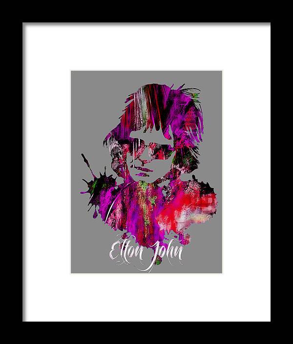 Elton John Framed Print featuring the mixed media Elton John Rocket Man by Marvin Blaine