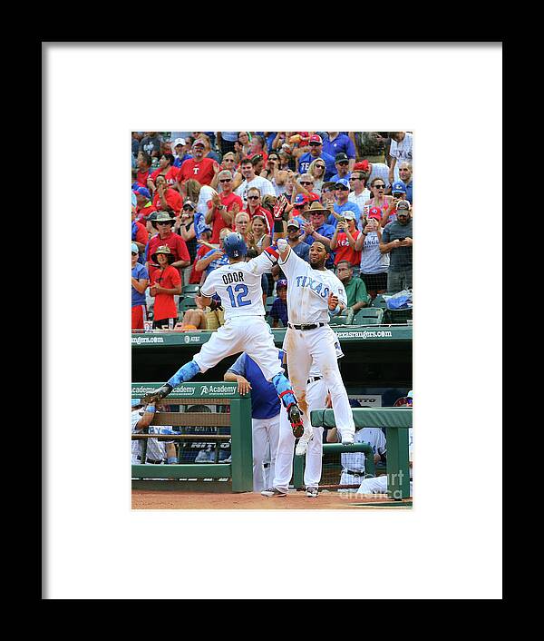 People Framed Print featuring the photograph Elvis Andrus and Rougned Odor by Rick Yeatts