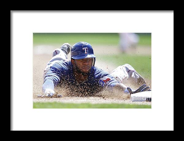 American League Baseball Framed Print featuring the photograph Elvis Andrus by Gregory Shamus