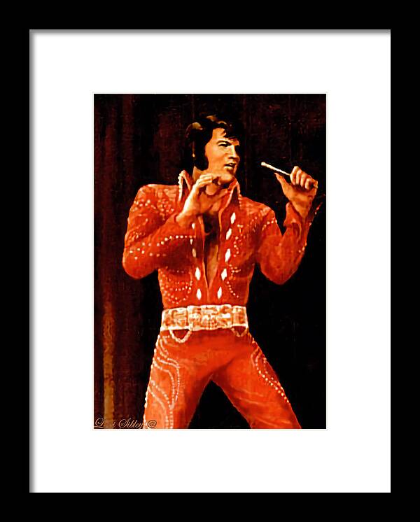 Entertainer Framed Print featuring the painting Elvis in red by Loxi Sibley