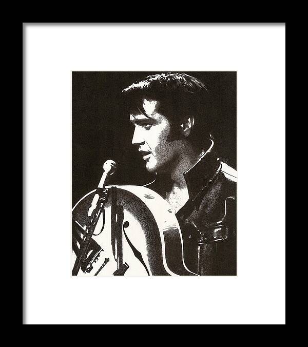 Elvis Framed Print featuring the drawing Elvis Presley by Mark Baranowski