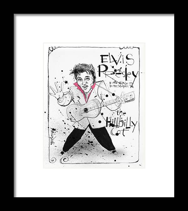  Framed Print featuring the drawing Elvis Presley by Phil Mckenney