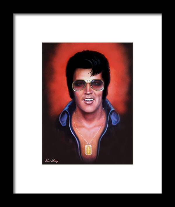 Elvis Framed Print featuring the painting Elvis wearing his EP glasses by Loxi Sibley