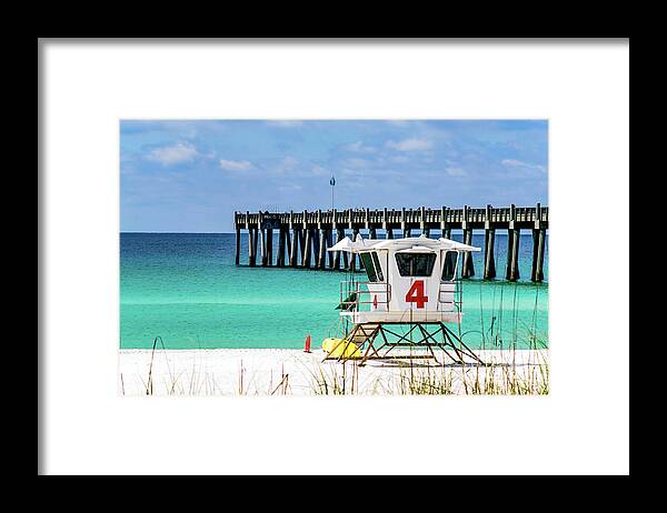 Pensacola Beach Framed Print featuring the photograph Emerald Pensacola Beach Florida Pier by Beachtown Views