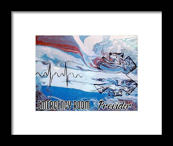 Abstract Blue With Heartbeat Framed Print featuring the mixed media Emergency Room Provider by Expressions By Stephanie