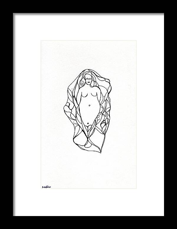 Goddess Framed Print featuring the drawing Emerging Goddess by Bentley Davis