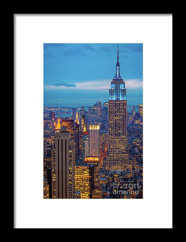 #faatoppicks Framed Print featuring the photograph Empire State Blue Night by Inge Johnsson