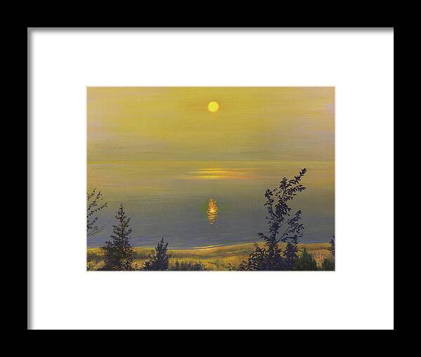 Lakeshore Framed Print featuring the painting Empire Sunset by Garth Glazier