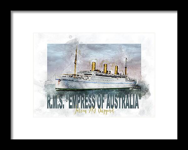 Steamship Framed Print featuring the digital art Empress of Australia by Geir Rosset