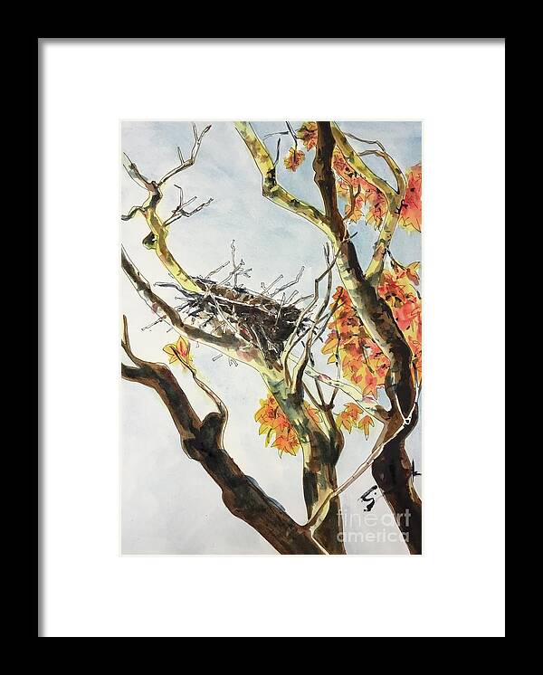 Twig Framed Print featuring the painting Empty Nester by Sonia Mocnik