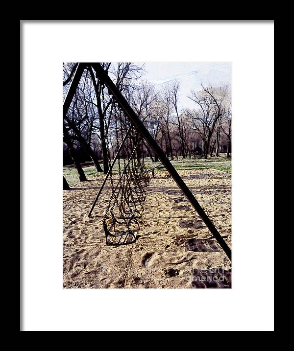 Swings Framed Print featuring the mixed media Empty Swings in the Park by Kae Cheatham