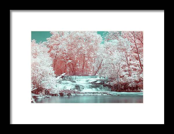 Infrared Framed Print featuring the photograph Enchanted Waterfall in Beacon, NY by Auden Johnson