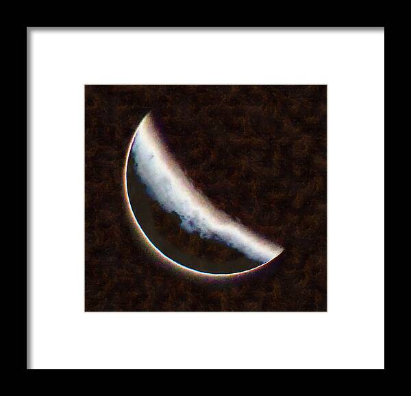 Moon Framed Print featuring the mixed media End of a Lunar Eclipse by Christopher Reed