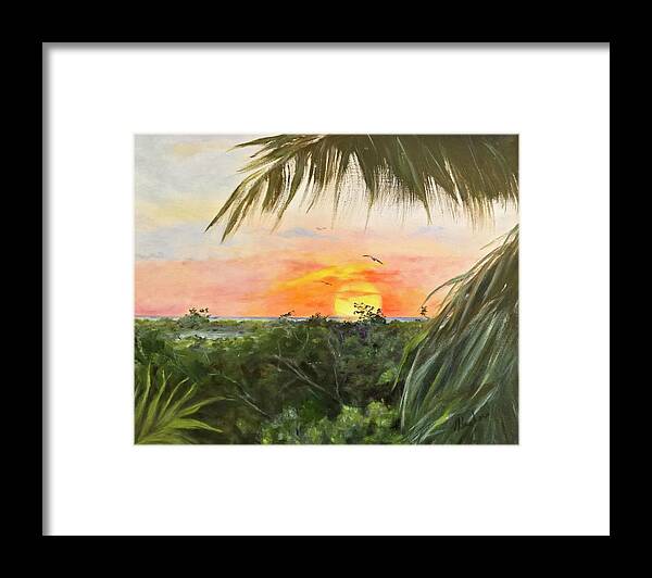 Seascape Framed Print featuring the painting End Of Day by Anne Barberi