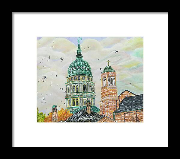 Acrylic Painting Art Framed Print featuring the painting End Of The Green College Of Crows by The GYPSY and Mad Hatter