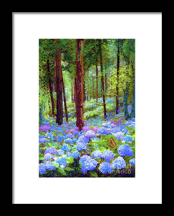 Landscape Framed Print featuring the painting Endless Summer Blue Hydrangeas by Jane Small