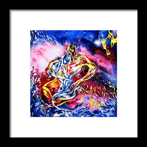 Fire Framed Print featuring the painting Energies Passion by Tatyana Shvartsakh