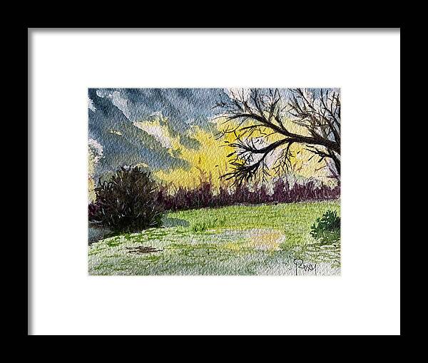 Landscape Framed Print featuring the painting English Countryside Landscape by Roxy Rich