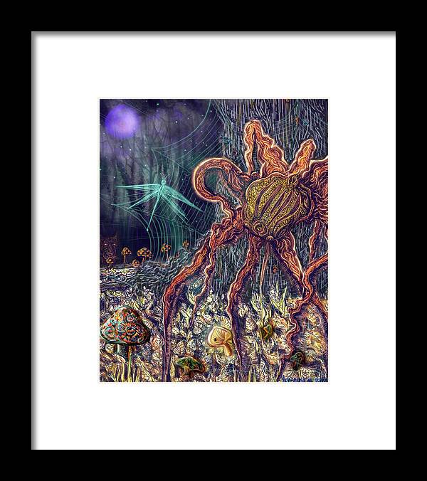 Spider Framed Print featuring the digital art Entanglements by Angela Weddle