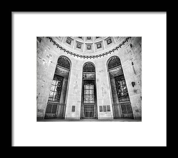 Ohio Football Framed Print featuring the photograph A Grand Entrance To Ohio Football - Black And White Edition by Gregory Ballos