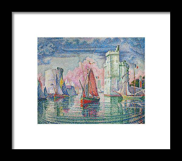 Painting Framed Print featuring the painting Entrance of La Rochelle Harbor by Paul Signac by Mango Art