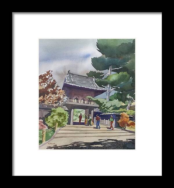 Japanese Tea Garden Framed Print featuring the painting Entrance to Japanese Tea Garden, San Francisco by Robert Stevens