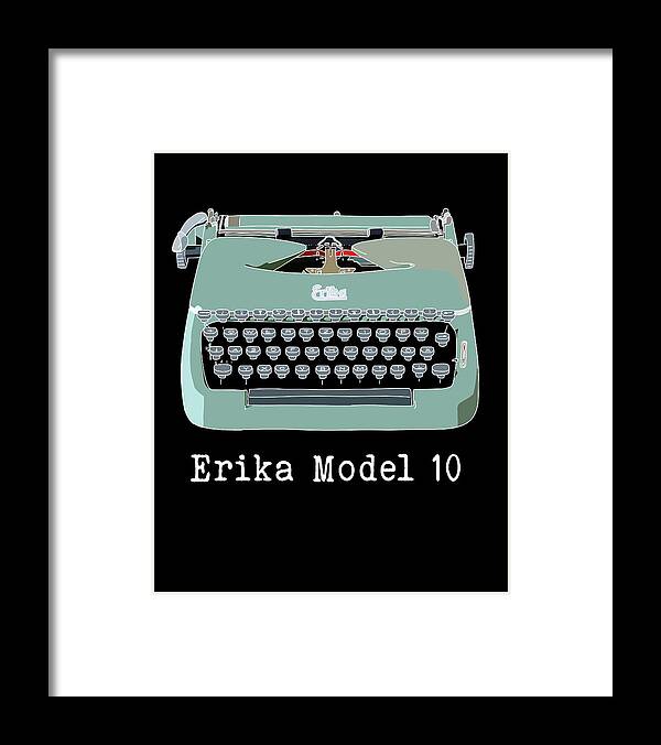 Writers Framed Print featuring the digital art Erika Model 10 Vintage Typewriter Color by Lance Gambis Art