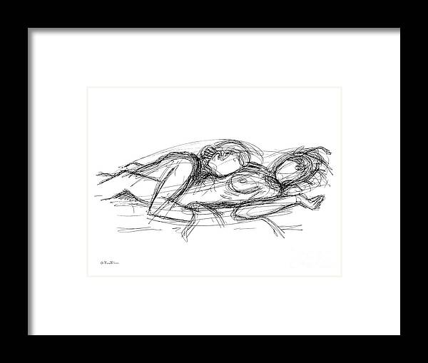 Couples Framed Print featuring the drawing Erotic Couple Sketches 7 by Gordon Punt