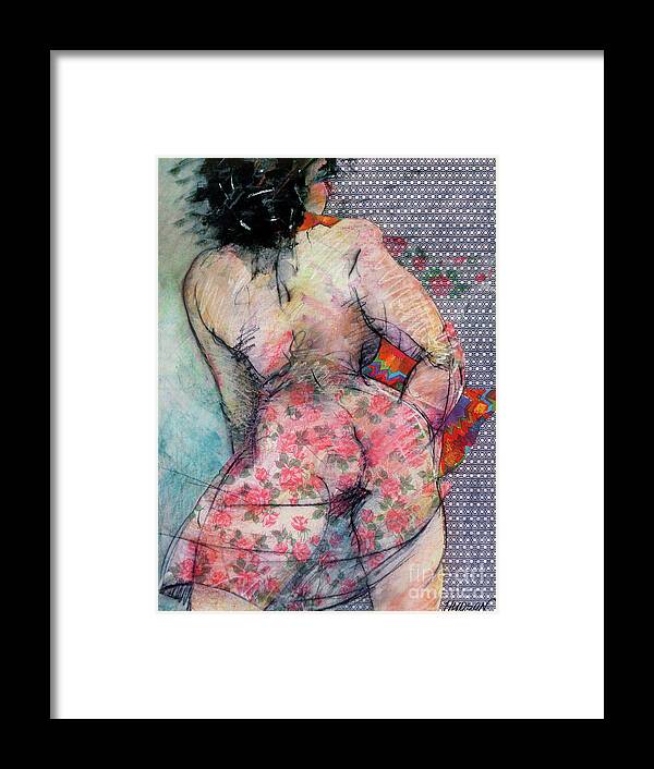 Erotic Framed Print featuring the drawing erotic figure drawing - Nana by Sharon Hudson