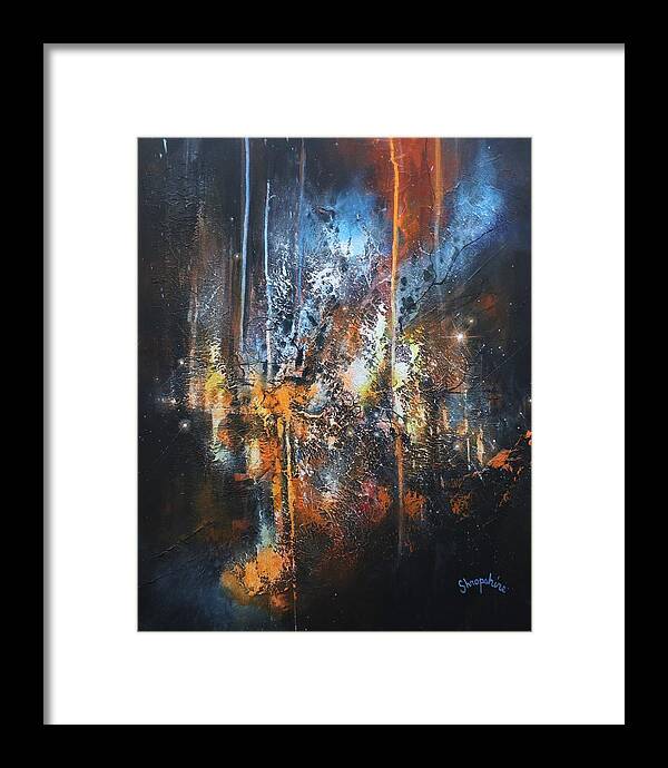 Abstract Framed Print featuring the painting Eruption by Tom Shropshire