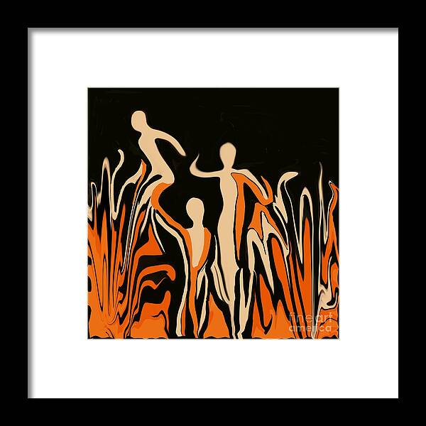 Abstract Escapes Framed Print featuring the digital art Escaping the flames by Elaine Rose Hayward
